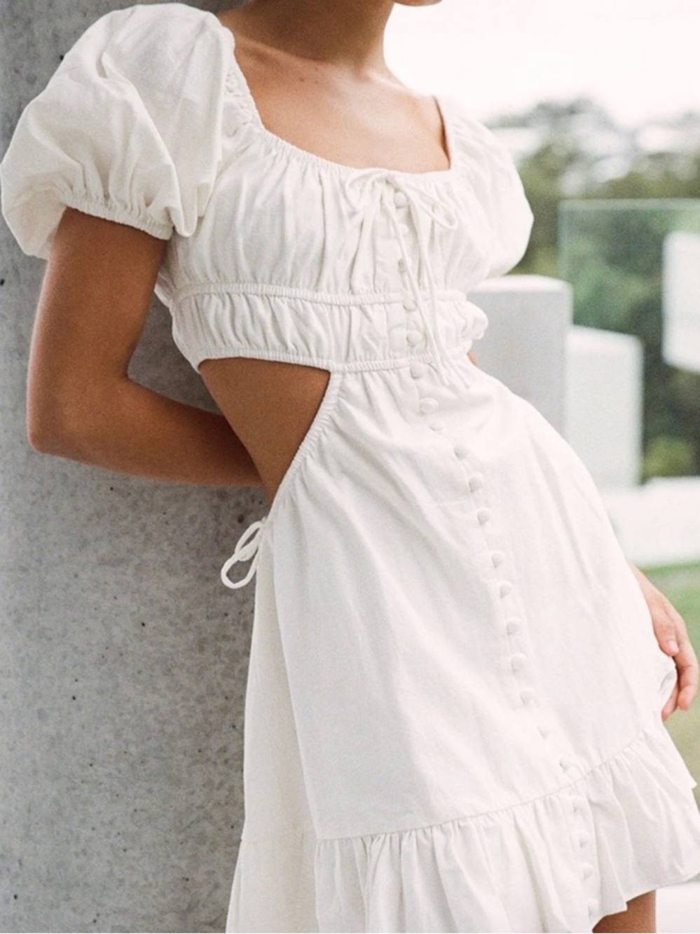 Sabo Skirt NWT Omara White Cutout Puff-Sleeve Mini Dress